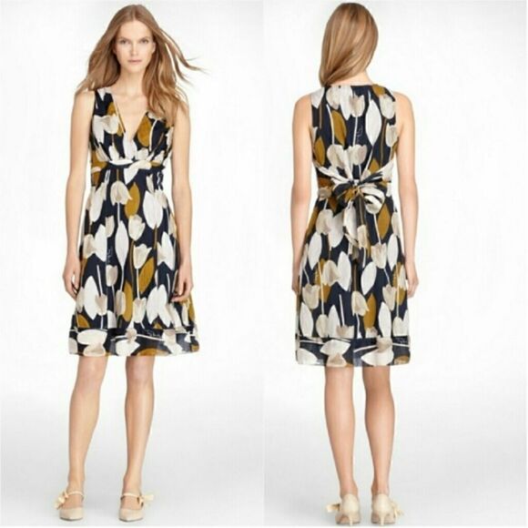 Tory Burch Normandy Blue Emmeline Tulip Print Dress 12 - Picture 1 of 6
